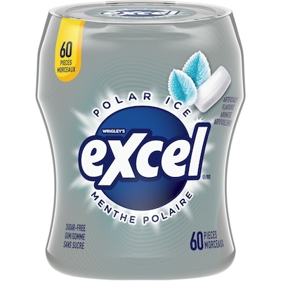 Wrigley's Excel Polar Ice Flavoured Sugar Free Chewing Gum, 60 Pieces, 1 Bottle 83 g