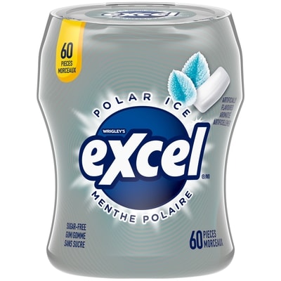 Wrigley's Excel Polar Ice Flavoured Sugar Free Chewing Gum, 60 Pieces, 1 Bottle 83 g