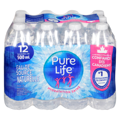 Pure Life Eau de source naturelle  12x500.0 ml, 0,07 $/100ml
