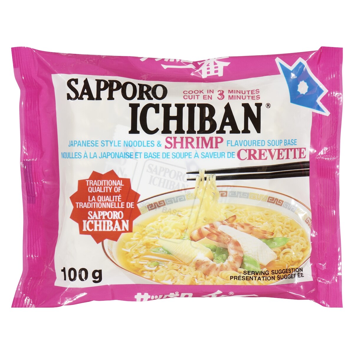 Sapporo Nouilles à la japonaise aux crevettes 100 g, 1,40 $/100g