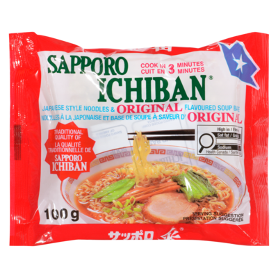 Sapporo Ichiban Japanese Style Noodles, Original 100 g, $1.29/100g
