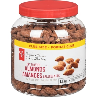 President's Choice Dry Roasted Almonds with Sea Salt 1 kg, $2.18/100g