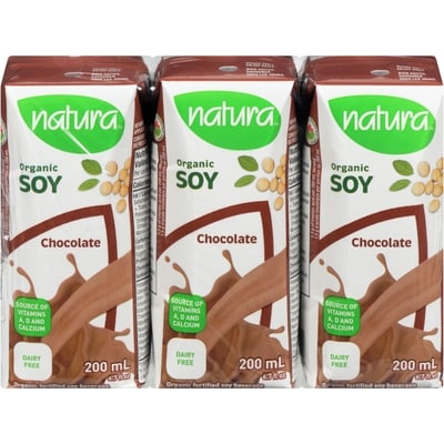 Natura Organic fortified soy beverage chocolate 3x200.0 ml, $0.58/100ml