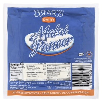 Brar's Malai Paneer 20% M.F. 375 g, $1.46/100g
