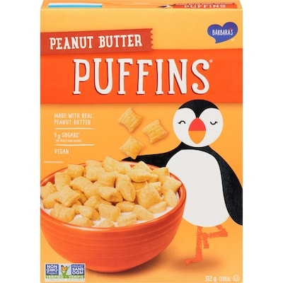 Barbaras Bakery Barbara's Peanut Butter Puffins Cereal 312 g, $1.92/100g