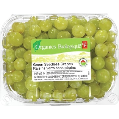 PC Organics Green Seedless Grapes 907 g, $0.88/100g