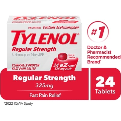 Tylenol 325 Mg Tablets, Regular Strength 24 ea, $0.27/1ea