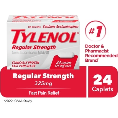 Tylenol 325 Mg Caplets 24 ea, $0.27/1ea