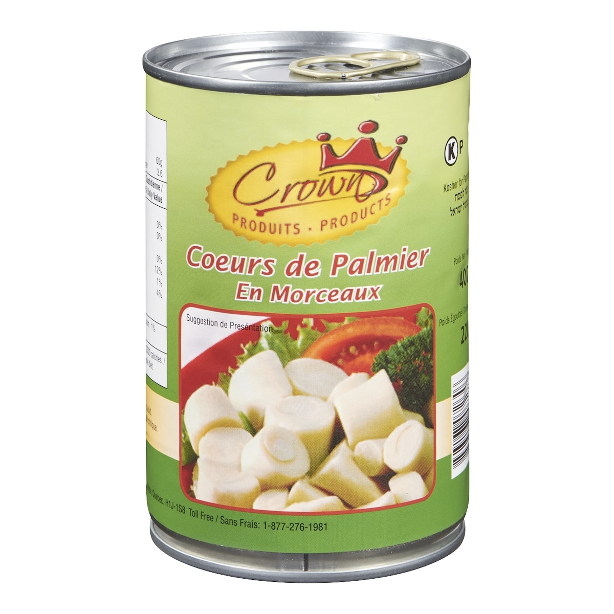 Crown Prince 2 cœurs de palmier casher 400 ml, 0,75 $/100ml