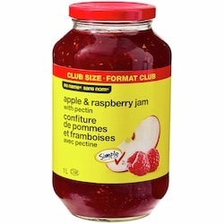 Sans Nom Confiture de pommes et framboises avec pectine, format club 1 l, 0,80 $/100ml