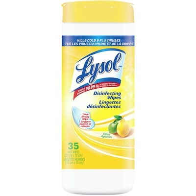 Lysol Lingettes désinfectantes pour surfaces, agrumes, 35 feuilles 1 ea, 13,69 $/100ch