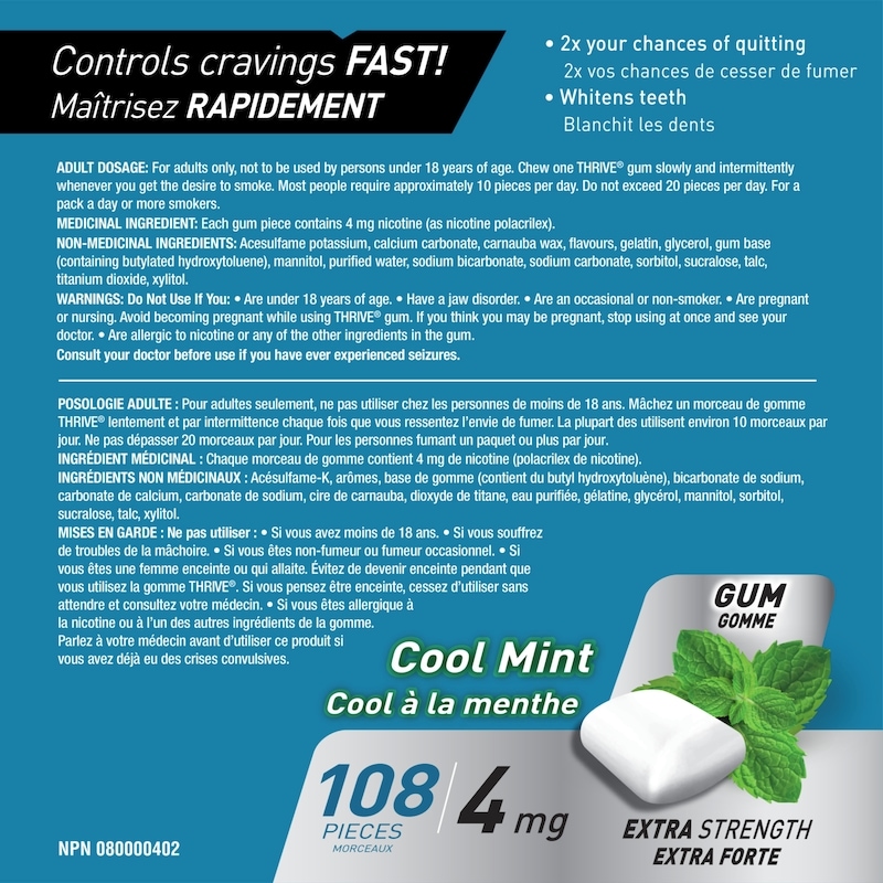 Nicotine Gum, Cool Mint 4mg