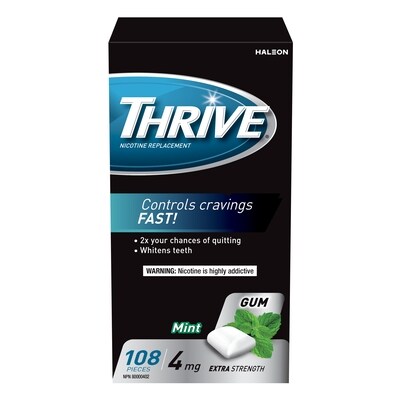 Thrive Gomme à la nicotine 4 mg Cool à la menthe 108 ea, 0,43 $/1ch