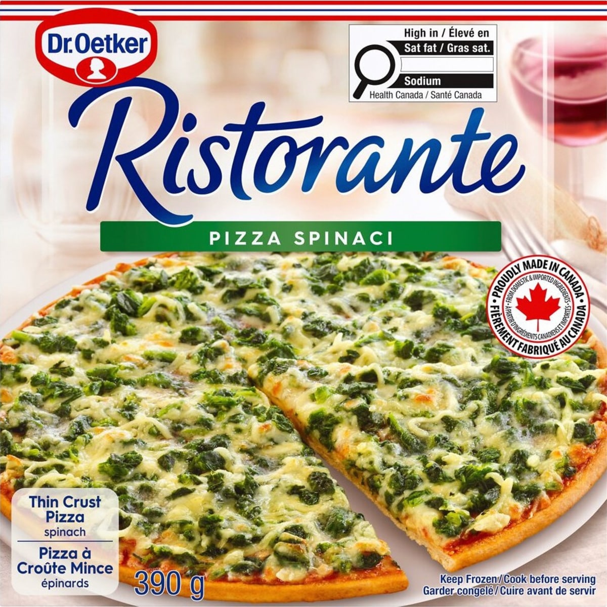 Dr. Oetker Ristorante Thin Crust Pizza, Spinaci