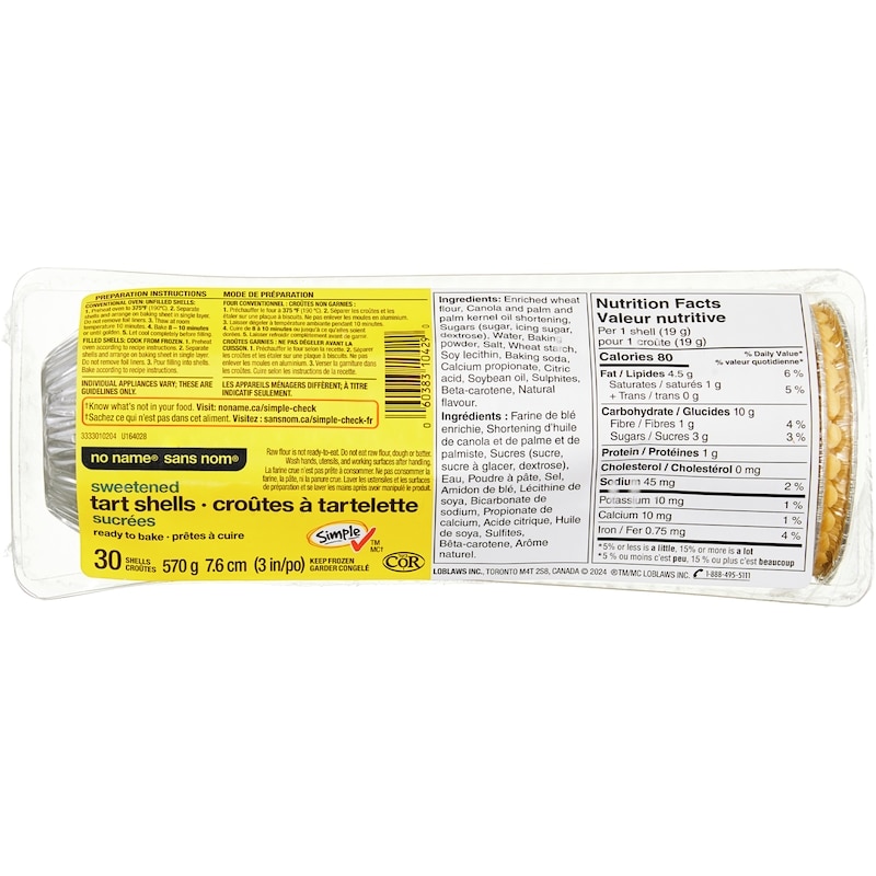 Sweetened Tart Shells