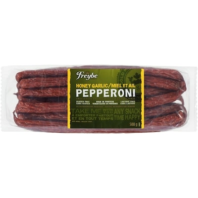 Freybe Bâtonnets de pepperoni sec miel et ail 500 g, 29,98 $/1kg 3,00 $/100g