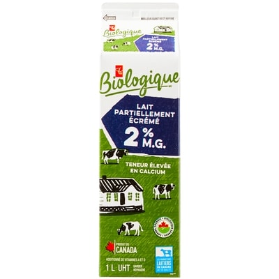 PC Biologique Lait 2 % 1 l, 0,51 $/100ml