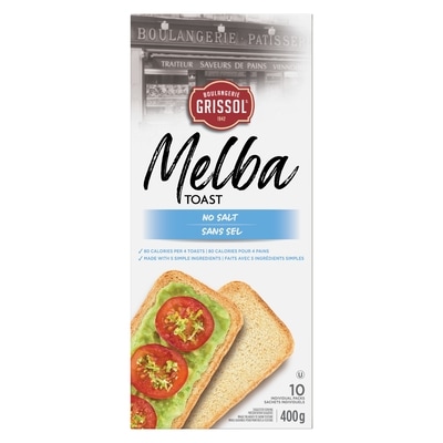Grissol Boulangerie Grissol Melba Toast No Salt 400 g, $1.37/100g