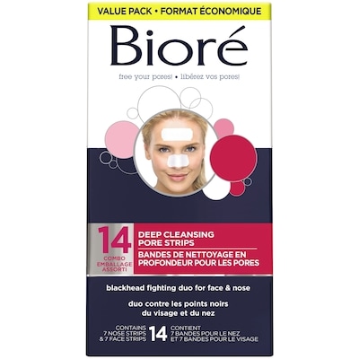 Biore Bandes de nettoyage en profondeur pour les pores de Bioré - emballage assorti , 14ct 14 ea, 1,21 $/1ch