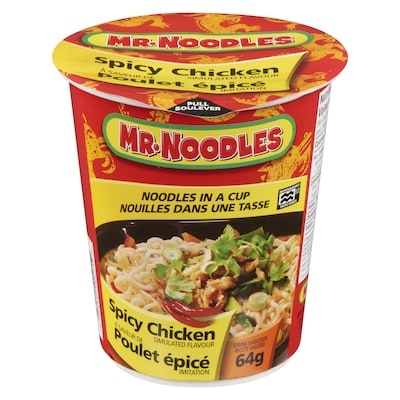 Mr Noodles Contenant de nouilles au poulet épicé 64 g, 2,33 $/100g