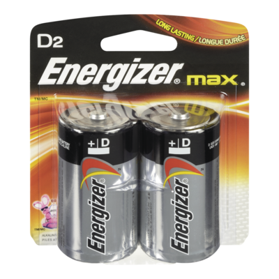 Energizer Piles alcalines MAX D, Emballage de 2 2 ea, 3,50 $/1ch