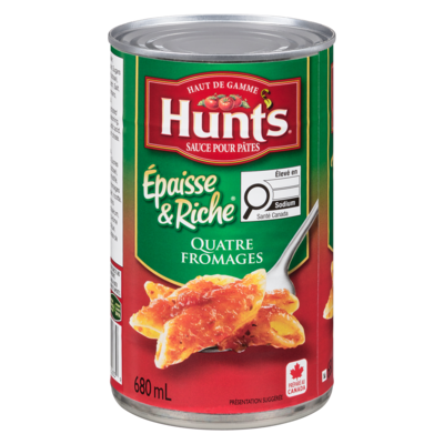 Hunt’s Sauce tomate Épaisse & riche aux quatre fromages 680 ml, 0,48 $/100ml