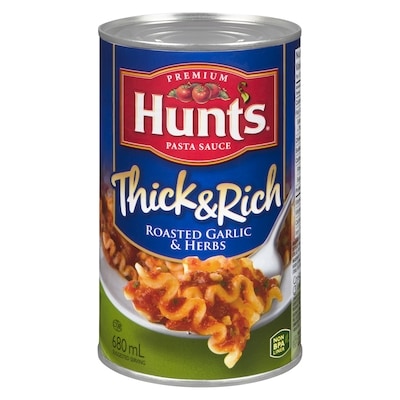 Hunt's Thick & Rich Pasta Sauce, Roasted Garlic & Herbs 680 ml, $0.48/100ml