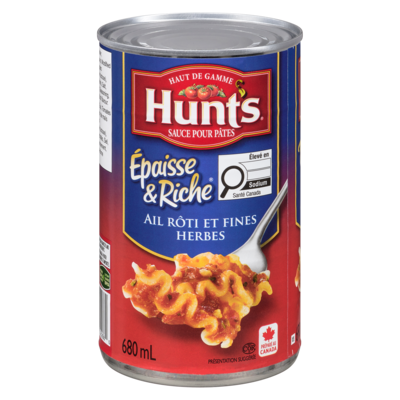 Hunt’s Sauce pour pâtes riche et épaisse ail rôti et fines herbes 680 ml, 0,48 $/100ml