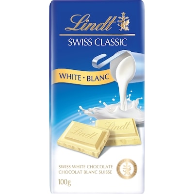 Lindt Chocolat blanc SWISS CLASSIC – Barre 100 g, 4,99 $/100g