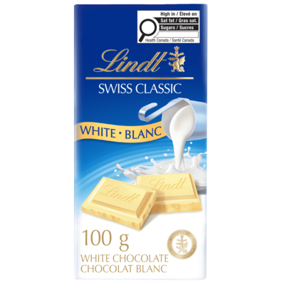 Lindt SWISS CLASSIC Barre de chocolat blanc 100 g, 4,99 $/100g