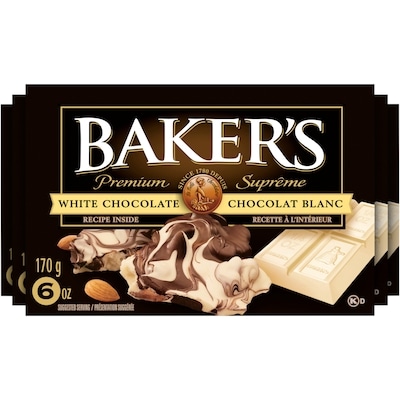 Kraft Baker's 100% Pure Premium White Chocolate Baking Bar 170 g, $4.11/100g