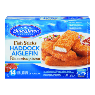 BlueWater Seafoods Breaded Fish Sticks, Wild Caught Haddock, Frozen, 14 Count 350 g, $2.57/100g
