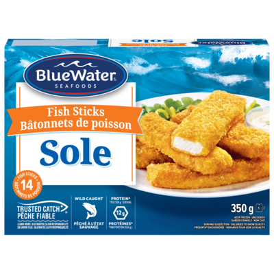 BlueWater Seafoods Bâtonnets de Poisson Sole 350 g, 2,57 $/100g