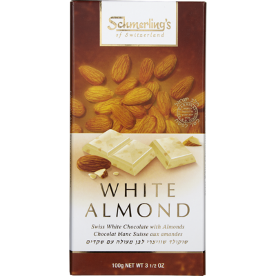 Schmerlings White Almond Chocolate 100 g, $7.00/100g