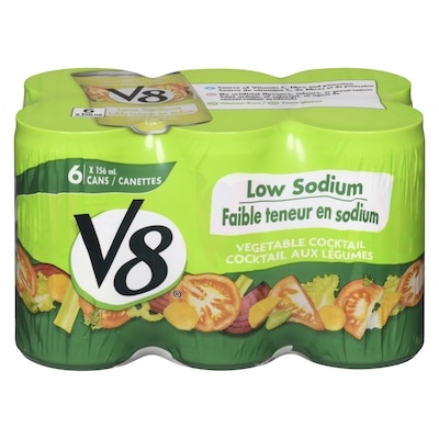 V8 Cocktail de légumes faible en sodium 6x156.0 ml, 0,64 $/100ml