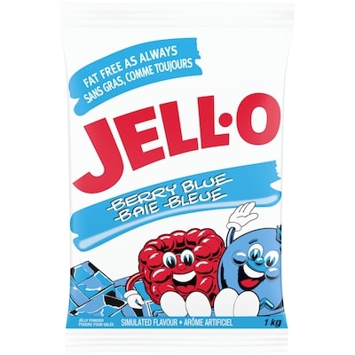Jell-O Bleu myrtille 1 kg, 1,30 $/100g