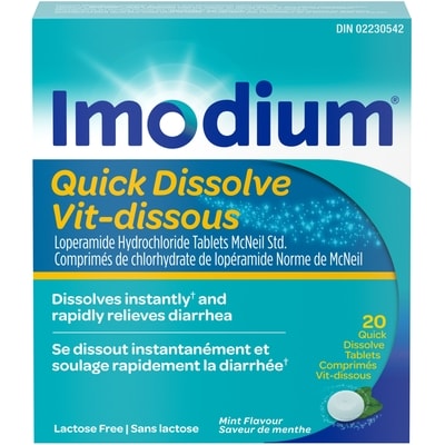 Imodium Vit-dissous 20 ea, 1,32 $/1ch