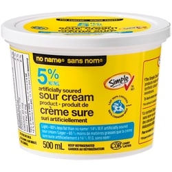 No Name Artificially Soured Light Sour Cream 500 ml, $0.76/100ml