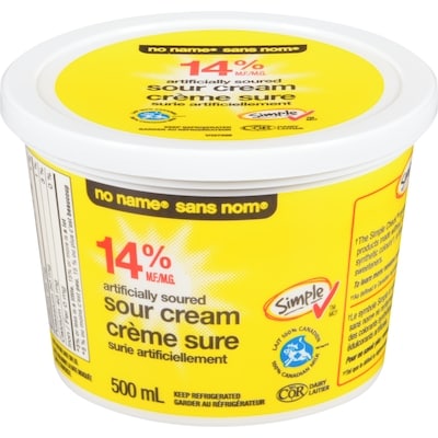 No Name Sour Cream14% M.F. Artificially Soured Sour Cream Product 500 ml, $0.76/100ml