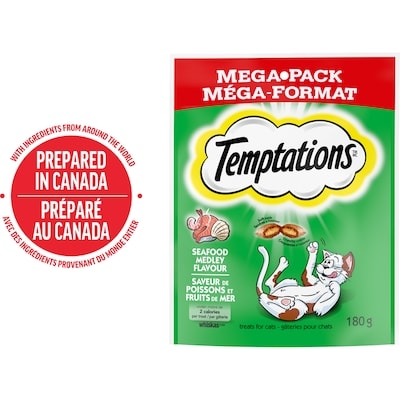 Temptations Seafood Medley Flavour Adult Cat Treats 180 g, $1.94/100g