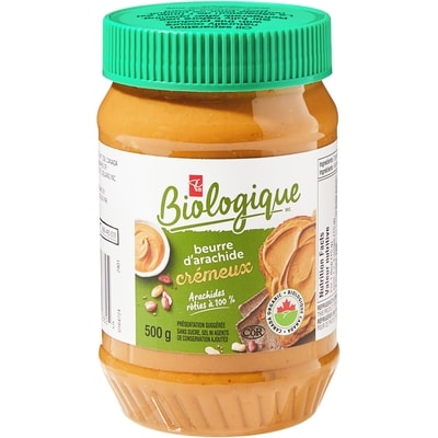 PC Biologique Beurre d’arachide crémeux Biologique 500 g, 1,10 $/100g