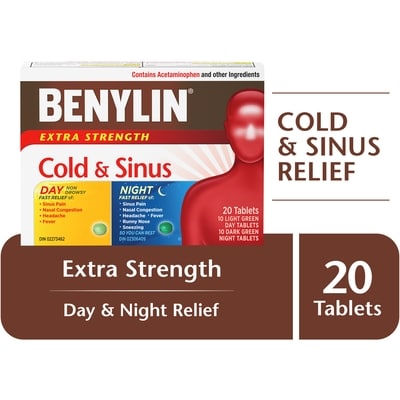 Benylin Cold & Sinus Day/Night 24-Hour Convenience 20 ea, $0.45/1ea