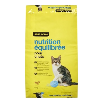 Sans Nom Nourriture sèche pour chats, formule équilibrée 8 kg, 0,30 $/100g