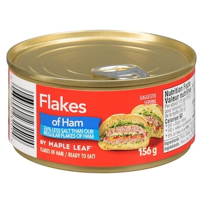 Maple Leaf Flakes of Ham, Less Salt by Maple Leaf 156 g, $2.75/100g