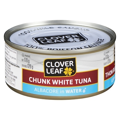 Clover Leaf Chunk White Tuna Albacore in Water 170 g, $2.52/100g