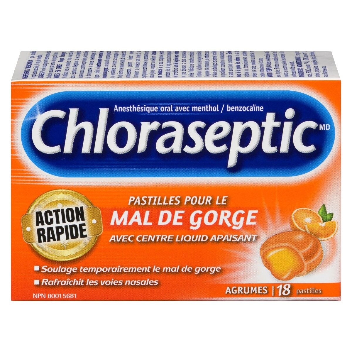 Chloraseptic Pastilles contre les maux de gorge à saveur de citron 18 ea, 0,33 $/1ch
