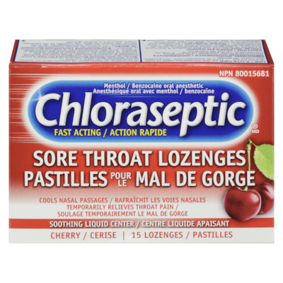 Chloraseptic Pastilles contre les maux de gorge à saveur de cerise 15 ea, 0,43 $/1ch