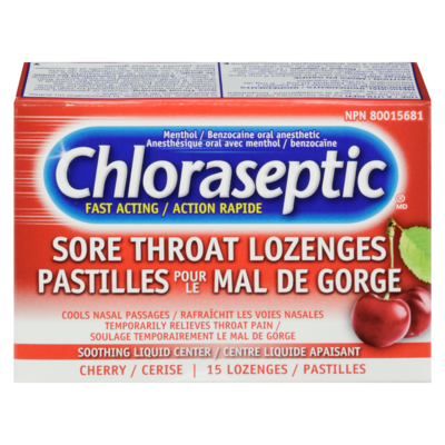 Chloraseptic Pastilles contre les maux de gorge à saveur de cerise 15 ea, 0,37 $/1ch