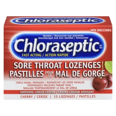 Chloraseptic Pastilles contre les maux de gorge à saveur de cerise 15 ea, 0,40 $/1ch