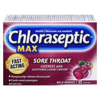 Chloraseptic Sore Throat Lozenges, MAX Wild Berry 15 ea, $0.37/1ea